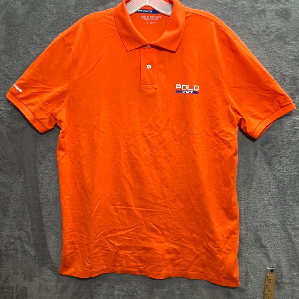 Polo Sport Ralph Lauren Mens Orange ThermoVent Performance Polo Shirt Large